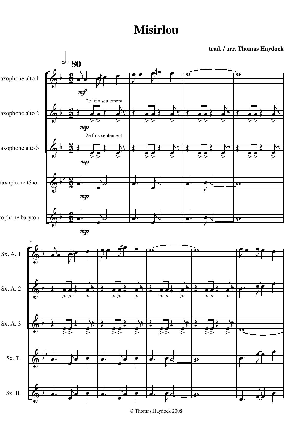 Misirlou for sax ensemble – Thomas Haydock